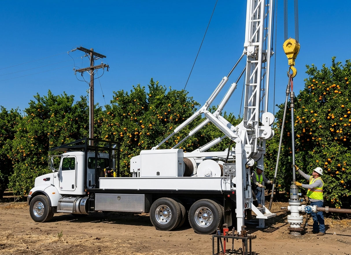 Agricultural submersible pump installation San Joaquin Valley - Ingram Pump Water Well Service in Tulare County